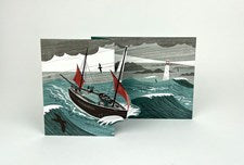 Lugger in a Storm Die Cut Concertina Card by Matt Johnson
