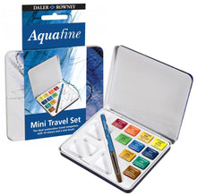 Load image into Gallery viewer, Aquafine Mini Travel Watercolour Set, 10 Pan with Brush
