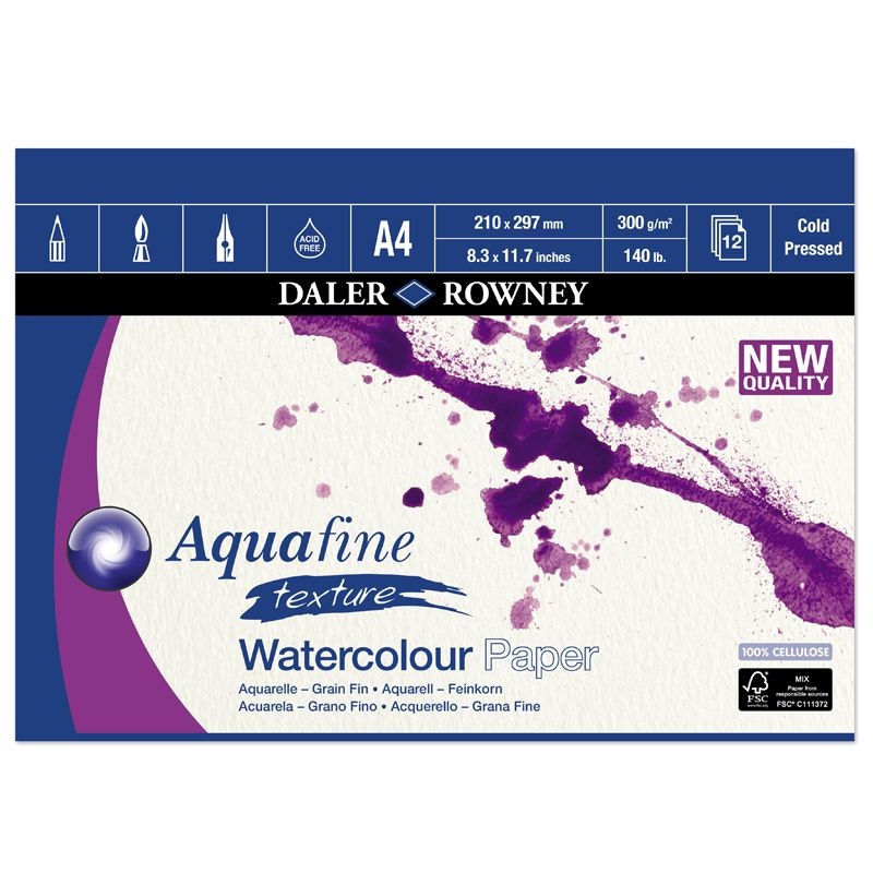 Aquafine A4 Watercolour Pad 300gsm Cold Pressed (NOT)