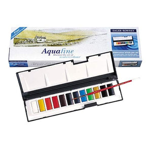 Aquafine Whole Pan Watercolour Set, 12 Pan with Brush