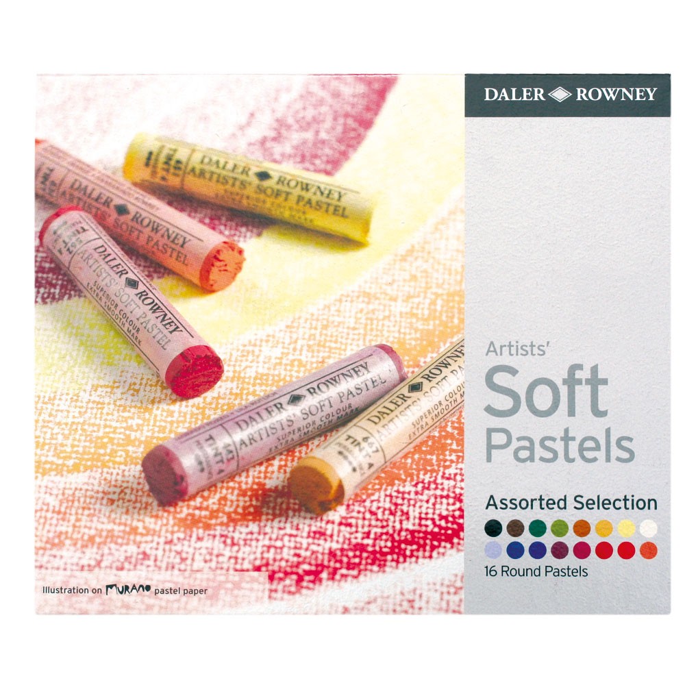 Daler Rowney Artists' Soft Pastels, Assorted Selection, 16 Round Pastels