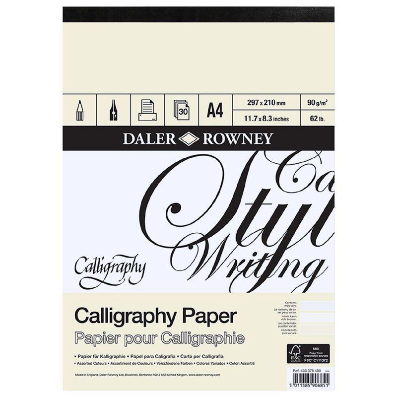 Daler Rowney A4 Calligraphy Pad, Assorted Colours 90gsm, 30 sheets