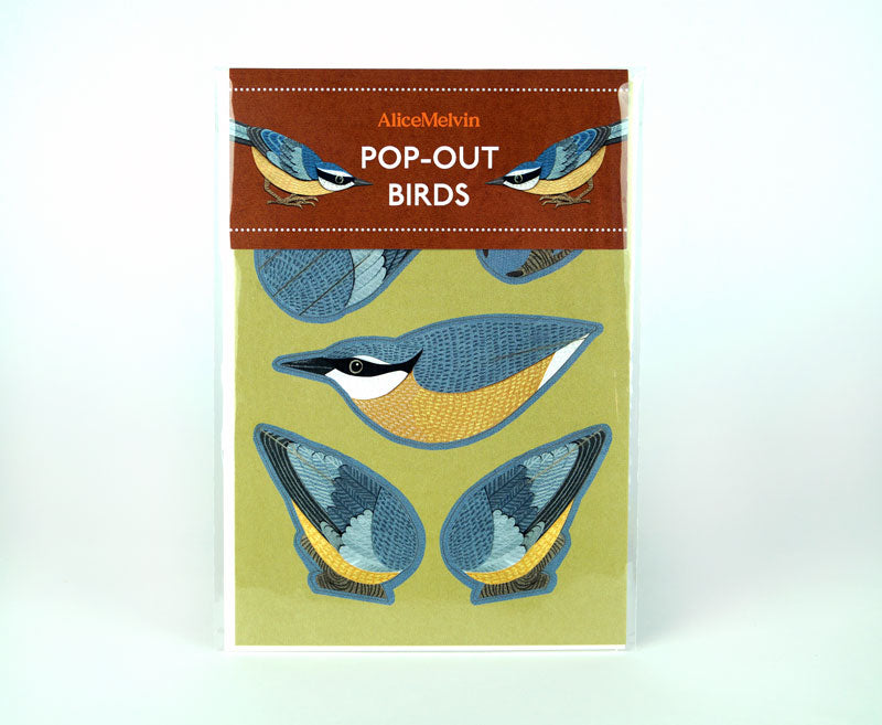 Alice Melvin Pop Out Bird Card - Nuthatch